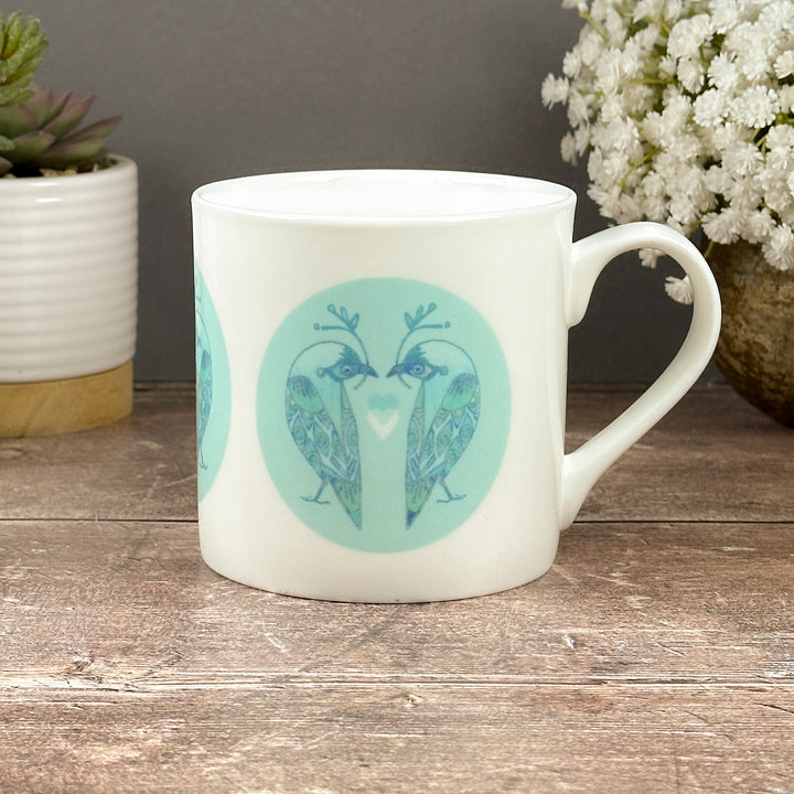 Pale Blue Lovebirds Mug