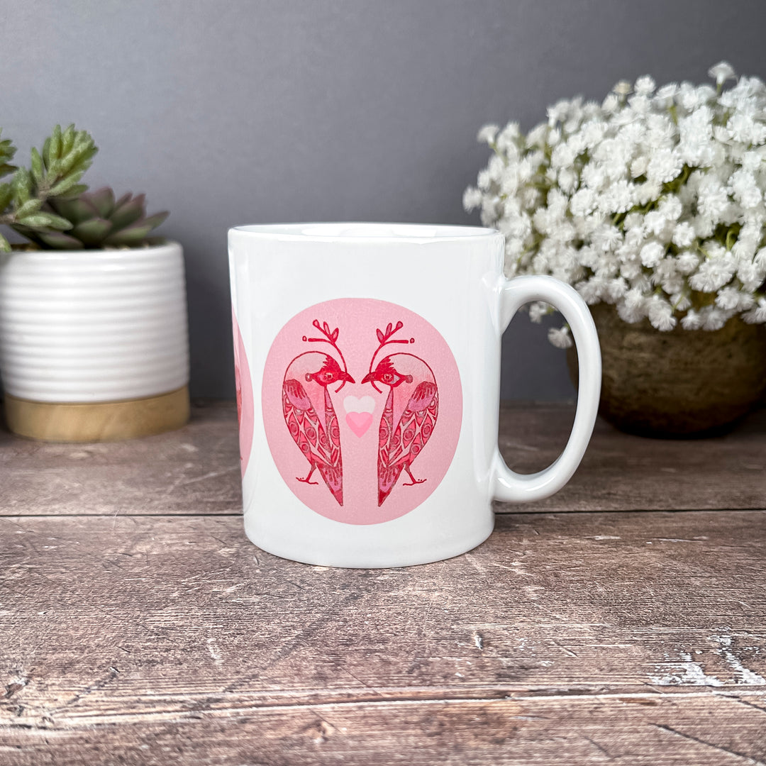 Pale Pink Lovebirds Mug