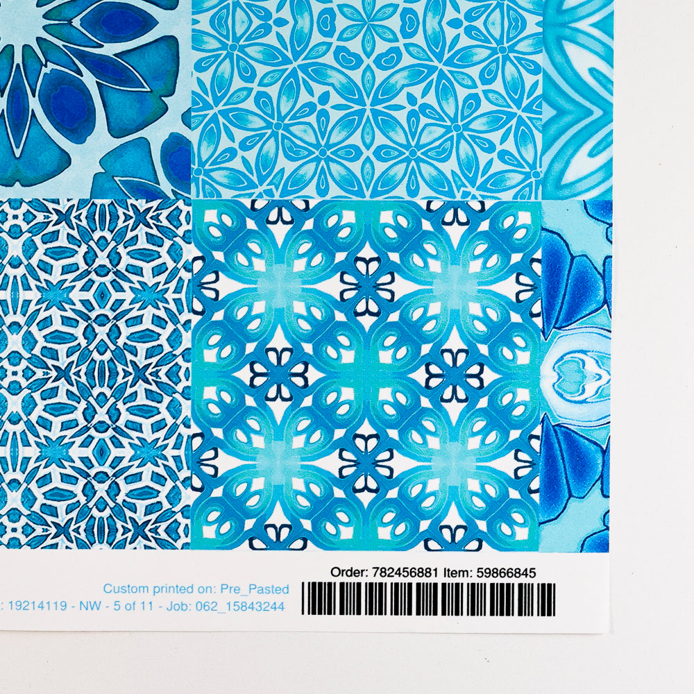 Sale - Mixed Turquoise Tiles - Pre-pasted Wallpaper Sample