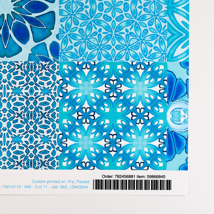 Sale - Mixed Turquoise Tiles - Pre-pasted Wallpaper Sample
