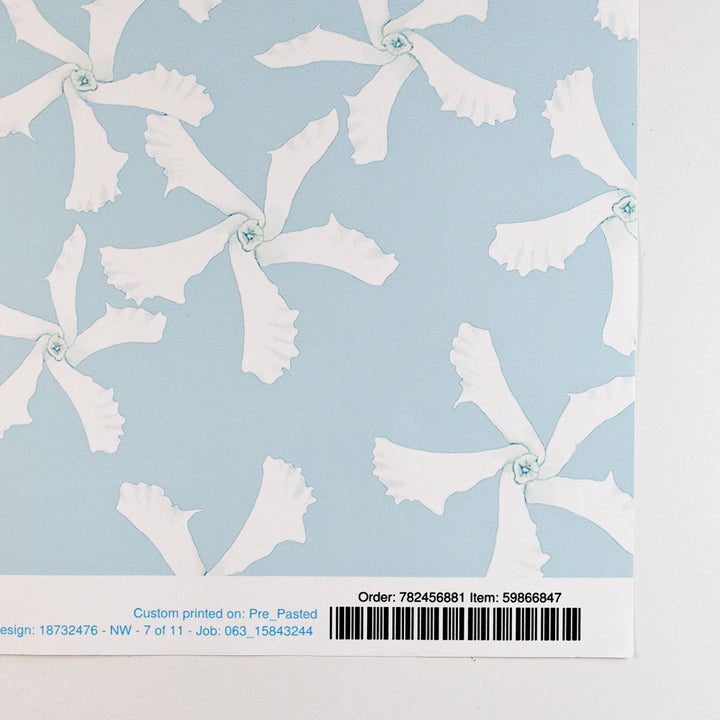 Sale - Aqua Star Jasmine Flower - Pre-pasted Wallpaper Sample