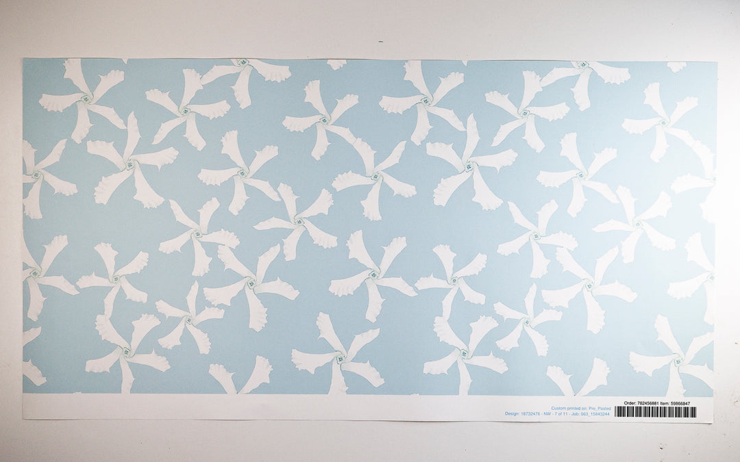 Sale - Aqua Star Jasmine Flower - Pre-pasted Wallpaper Sample