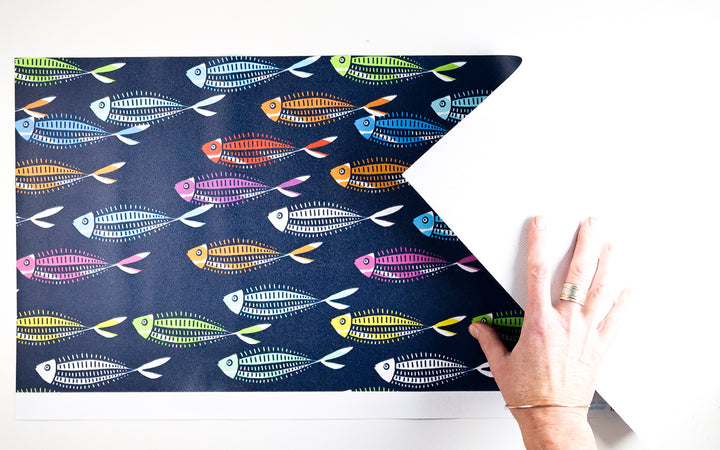 Sale - Dots &amp; Dashes Fish - Vinyl Wallpaper Sample