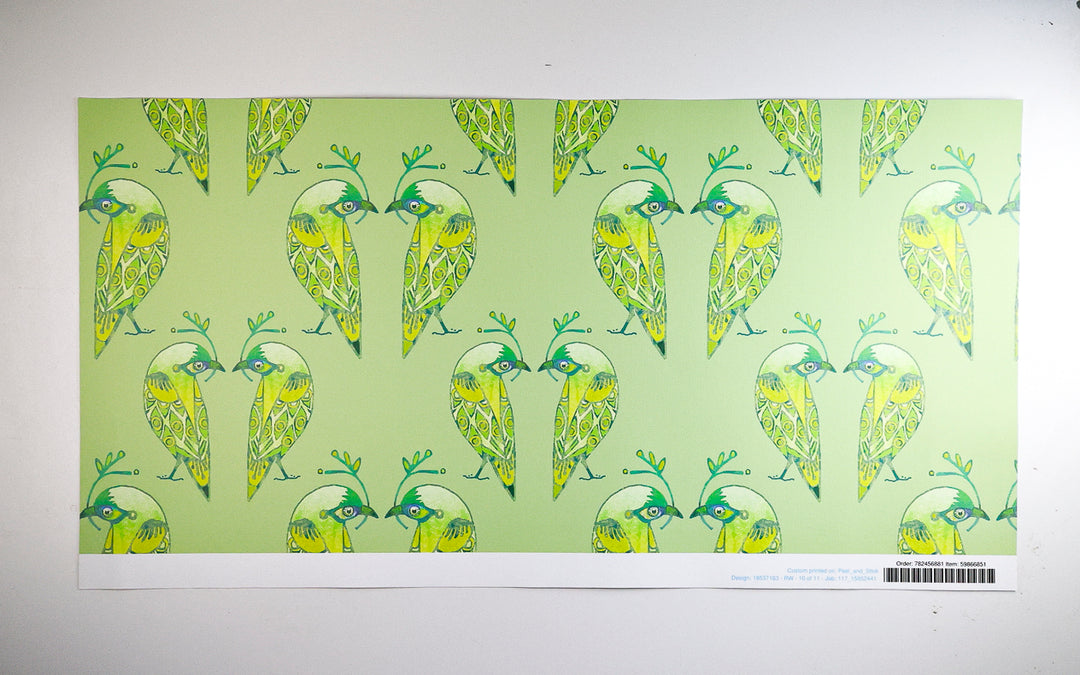 Sale - Green Lovebirds - Peel &amp; Stick Wallpaper Sample
