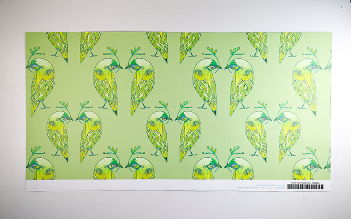 Sale - Green Lovebirds - Peel &amp; Stick Wallpaper Sample