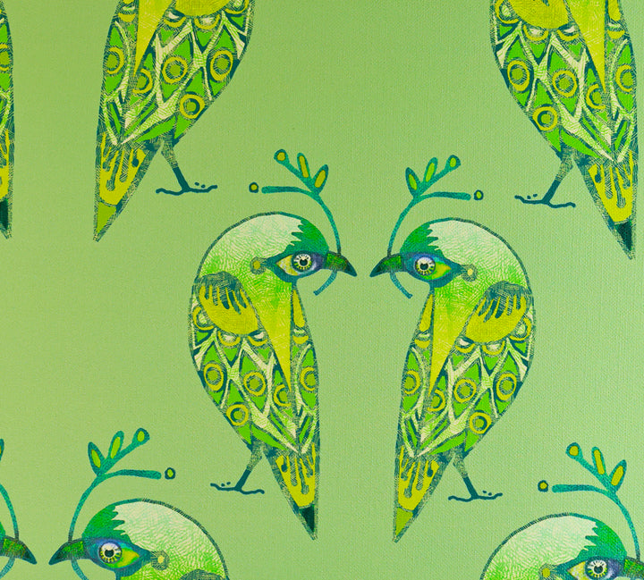 Sale - Green Lovebirds - Peel &amp; Stick Wallpaper Sample