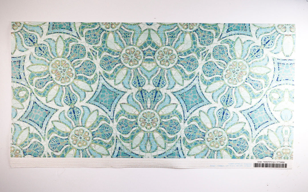 Sale - Aqua Pomegranate - Grasscloth Wallpaper Sample - slight second
