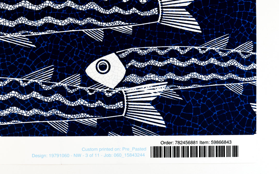 Sale - Zebra Danio Fish  - Pre-pasted Wallpaper Sample