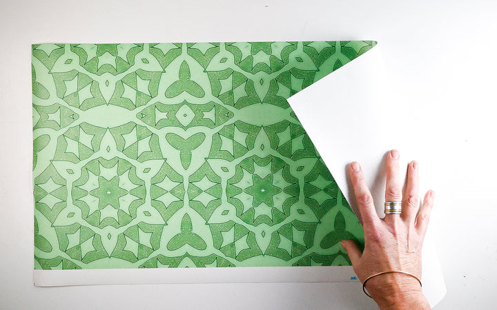Sale - Green Stonework - Non-Pasted Wallpaper Sample
