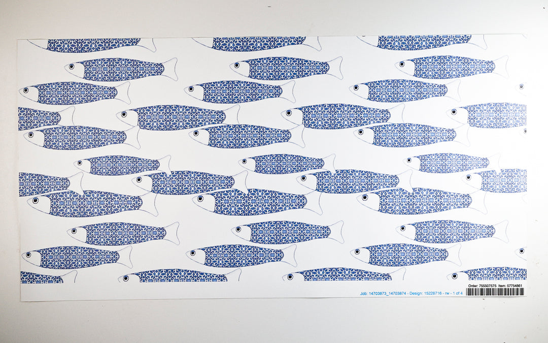 Sale - Ocean Shoal Blue &amp; White - Peel &amp; Stick Wallpaper Sample