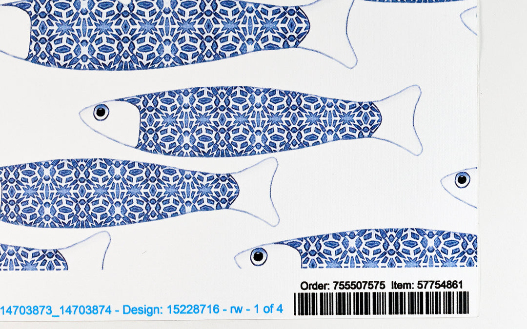 Sale - Ocean Shoal Blue &amp; White - Peel &amp; Stick Wallpaper Sample