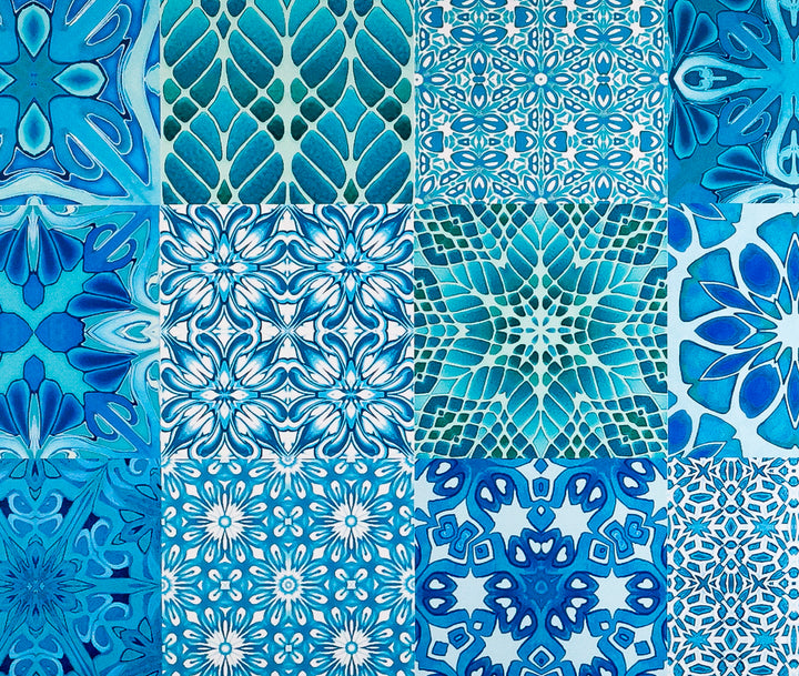Sale - Mixed Turquoise Tiles - Pre-pasted Wallpaper Sample