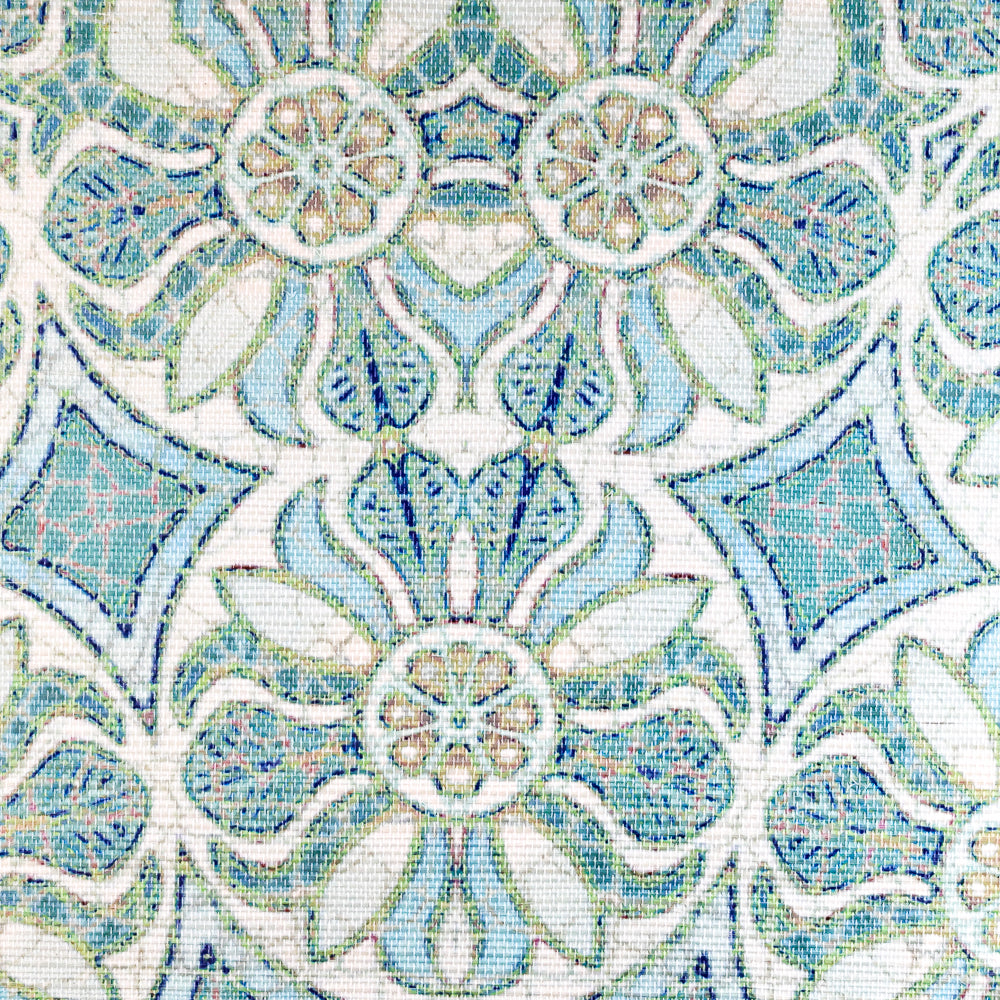 Sale - Aqua Pomegranate - Grasscloth Wallpaper Sample - slight second