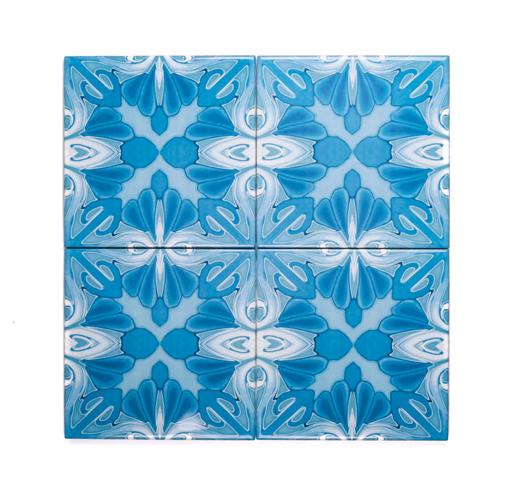 "Turquoise Art Deco" tiles -  FIRED INK Version