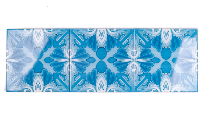 "Turquoise Art Deco" tiles -  FIRED INK Version