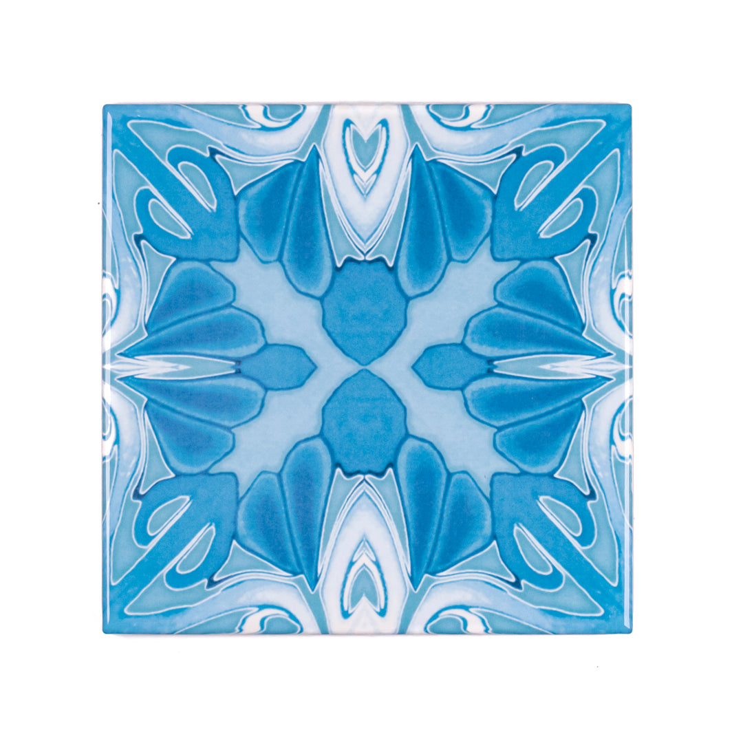 "Turquoise Art Deco" tiles -  FIRED INK Version