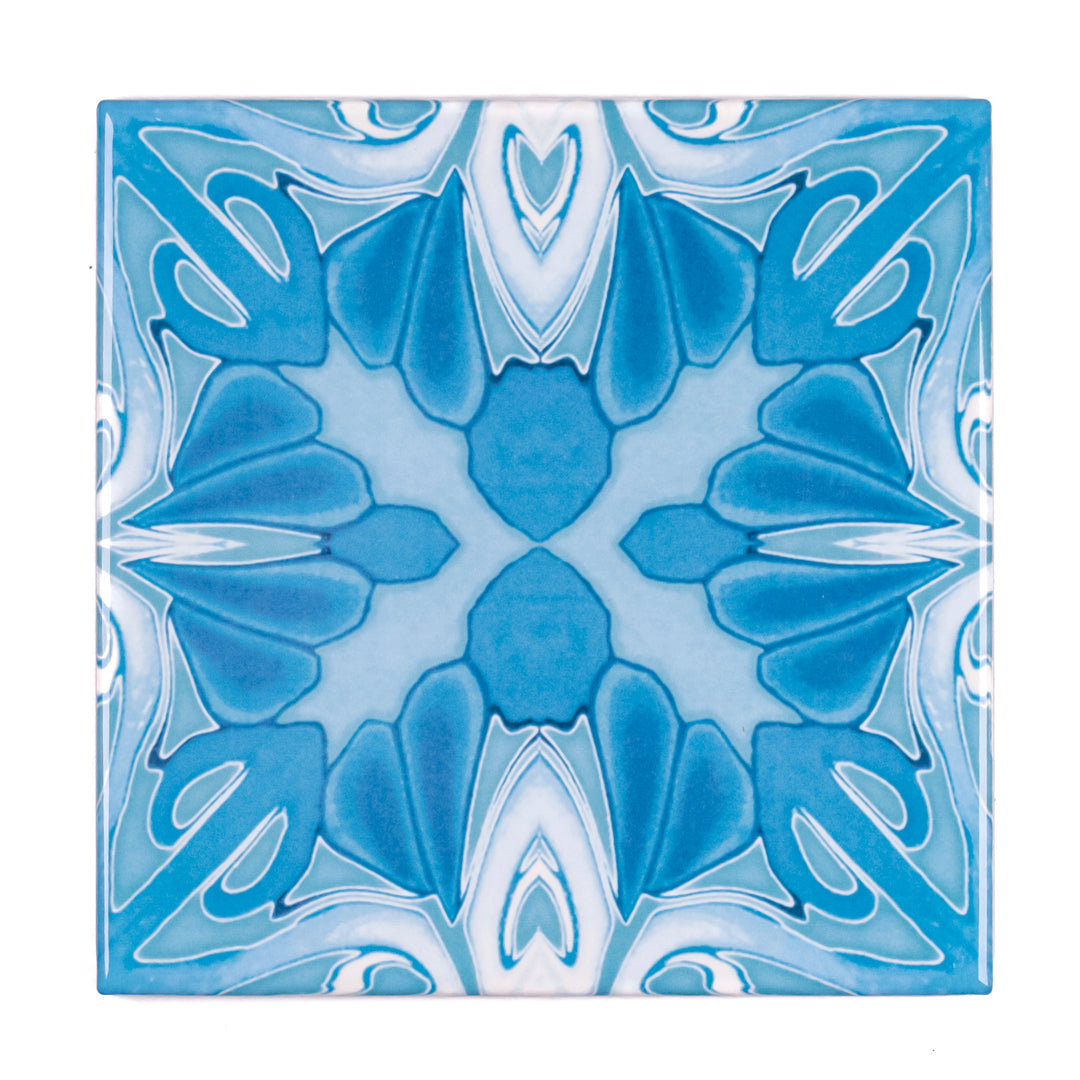 "Turquoise Art Deco" tiles -  FIRED INK Version