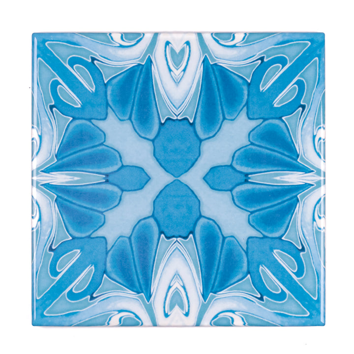 "Turquoise Art Deco" tiles -  FIRED INK Version