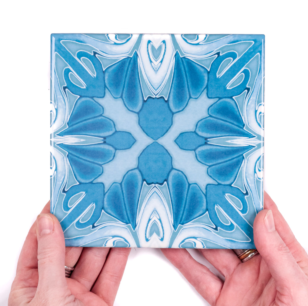 "Turquoise Art Deco" tiles -  FIRED INK Version
