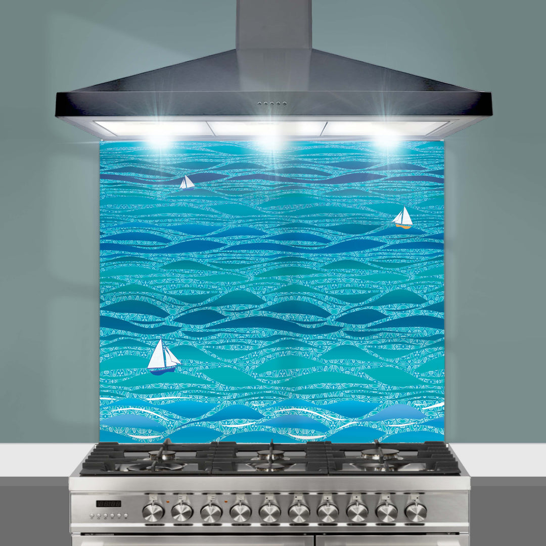 Caribbean Sea Kitchen Splashback - Boats Version