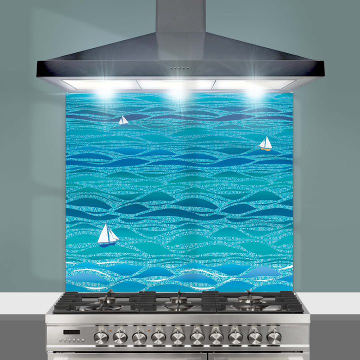 Caribbean Sea Kitchen Splashback - Boats Version