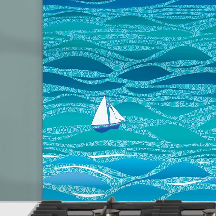 Caribbean Sea Kitchen Splashback - Boats Version