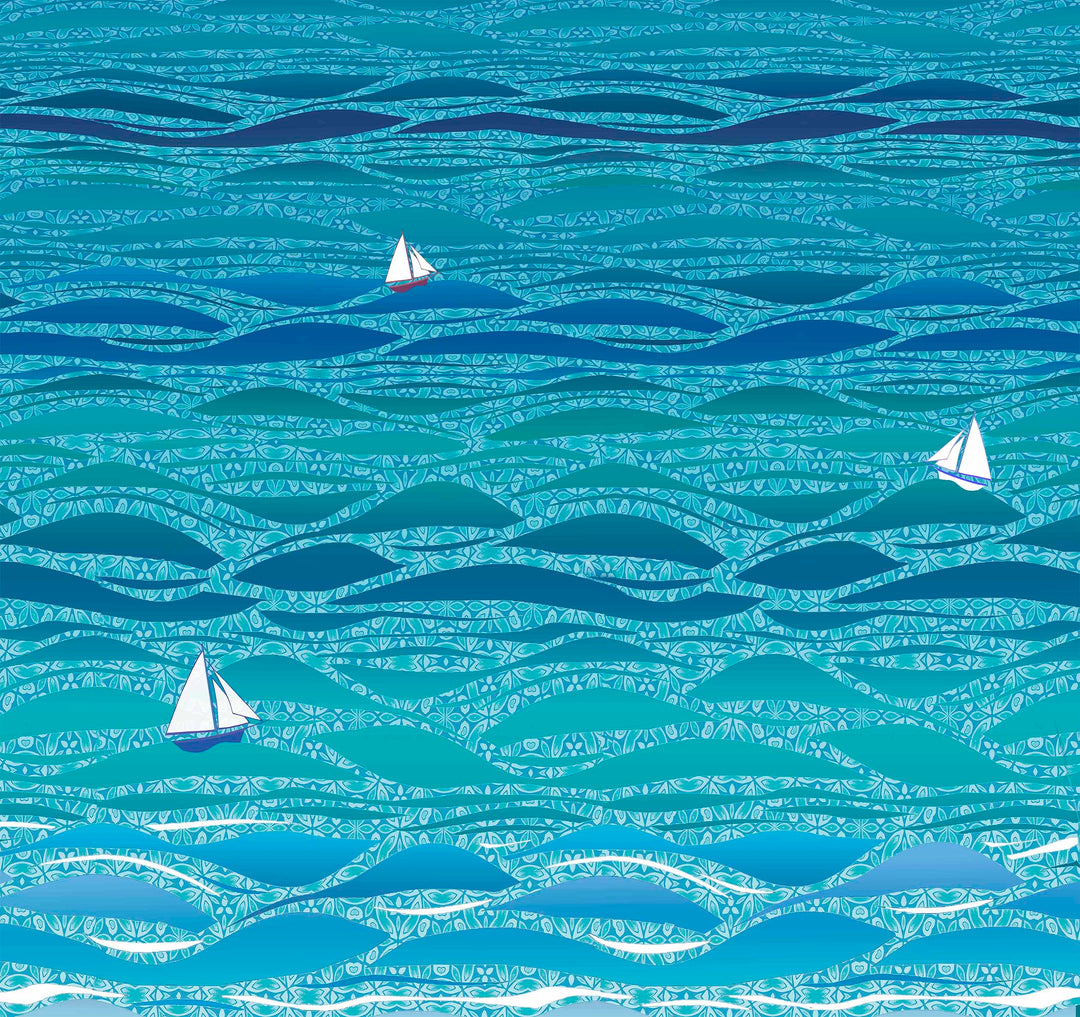 Caribbean Sea Kitchen Splashback - Boats Version