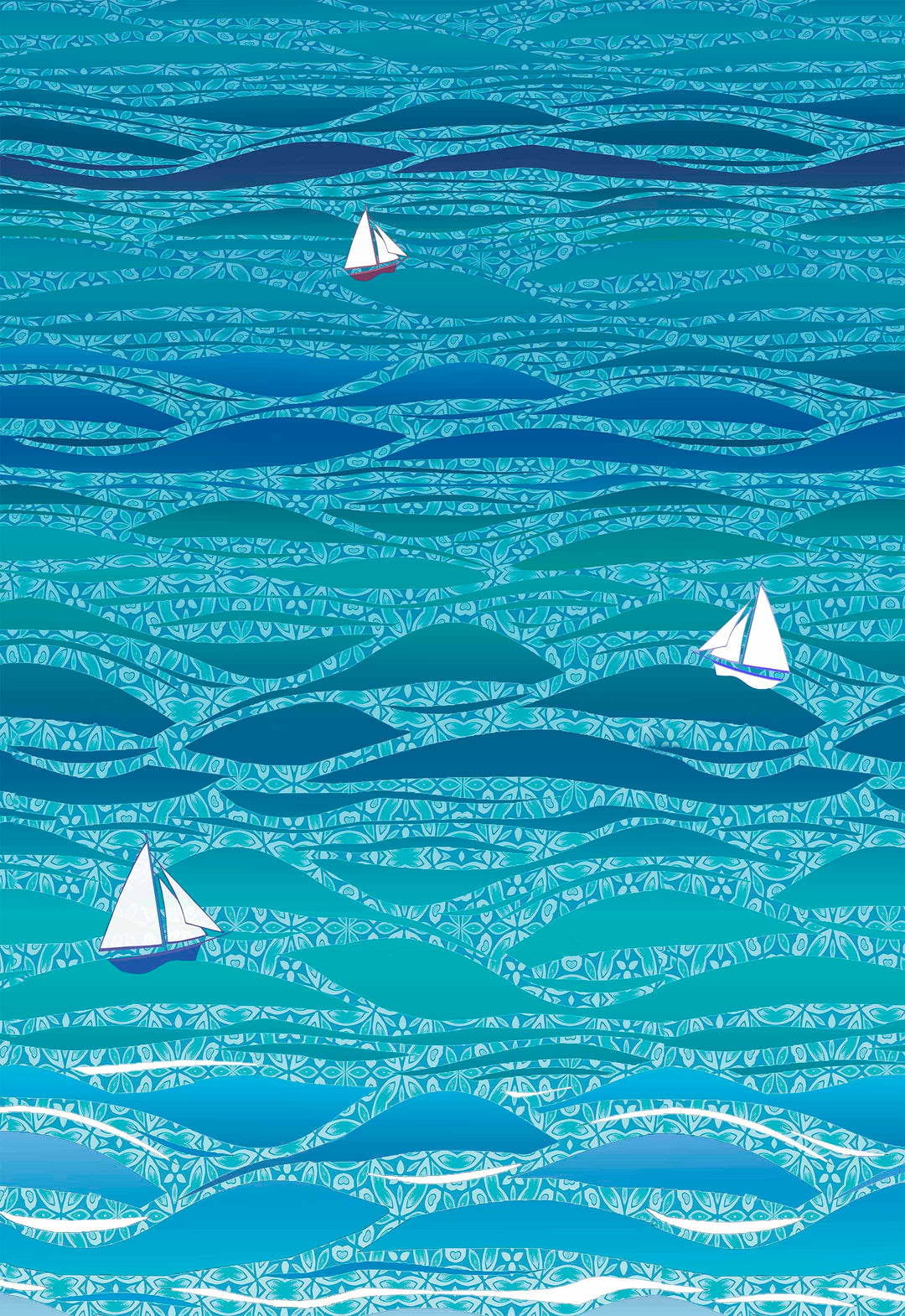 Caribbean Sea Kitchen Splashback - Boats Version