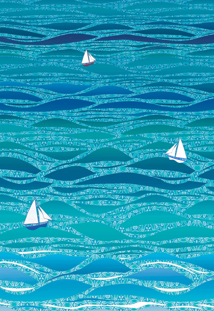 Caribbean Sea Kitchen Splashback - Boats Version