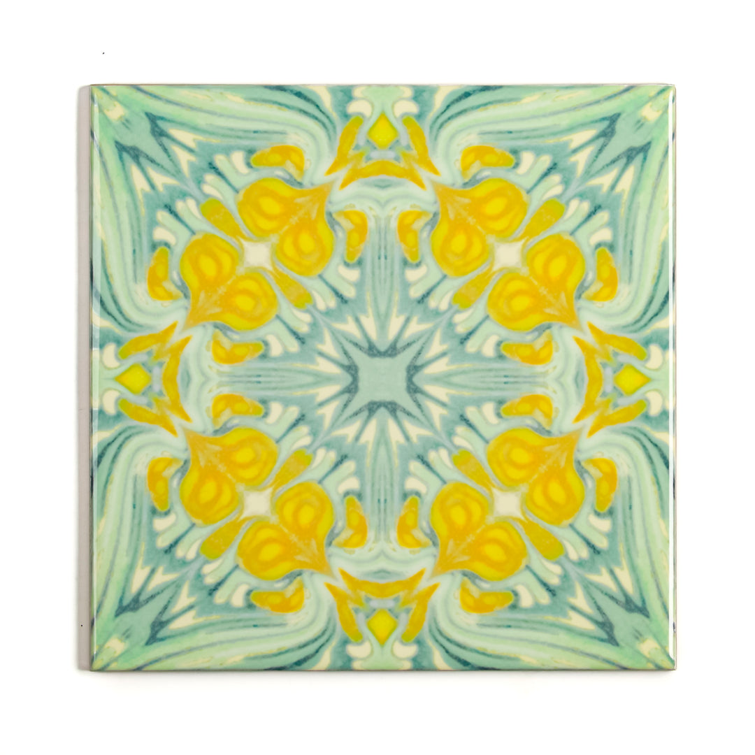 Yellow Green Vintage Botanical Tiles