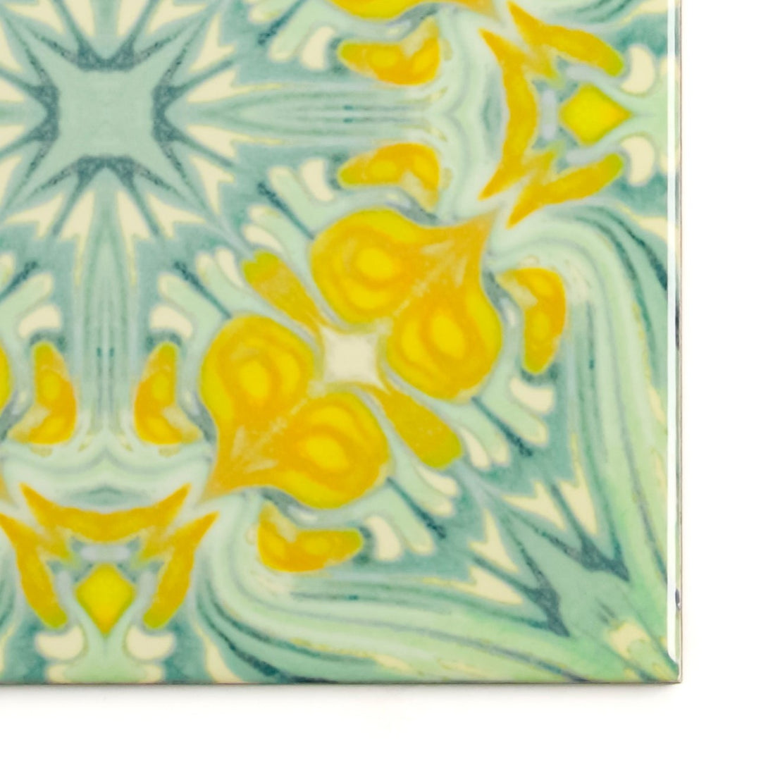 Yellow Green Vintage Botanical Tiles