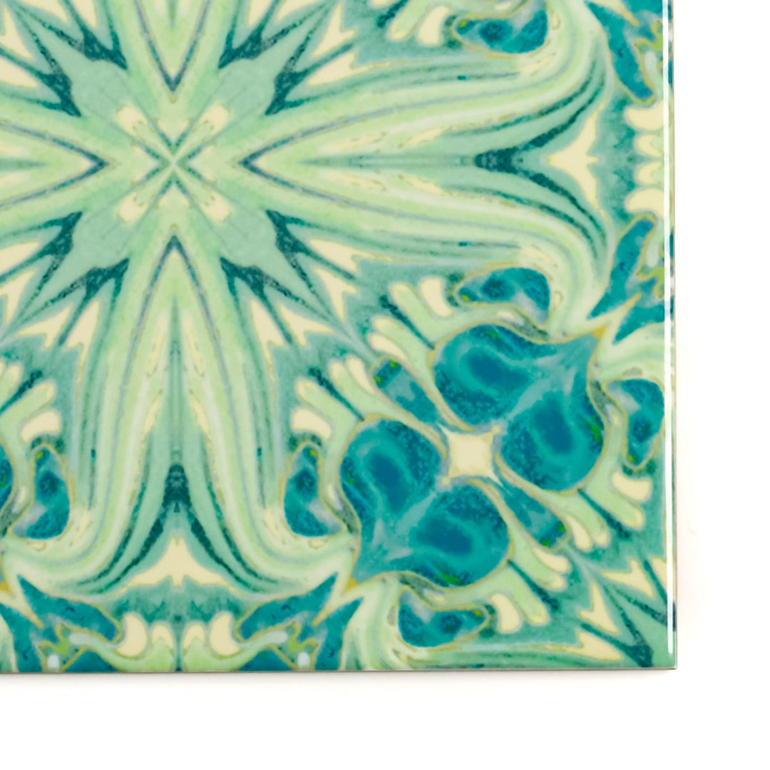 Blue Green Vintage Botanical Tiles
