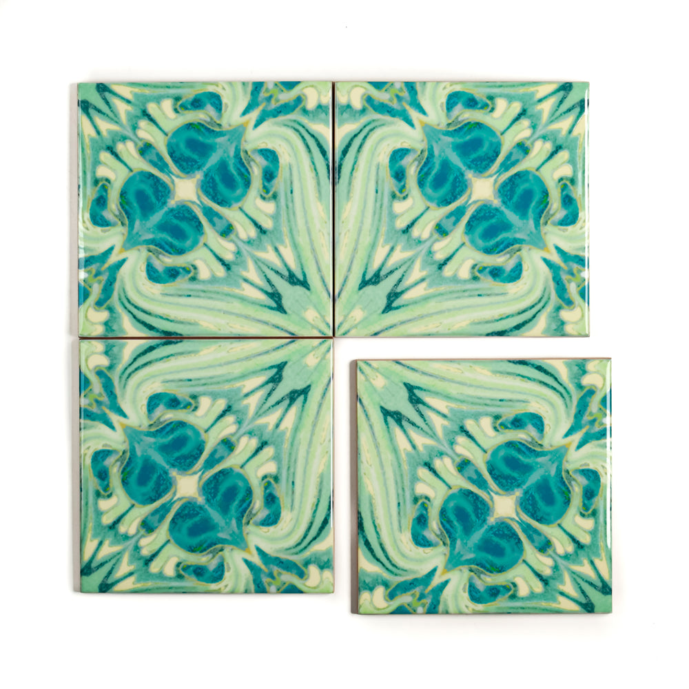 Arts and Crafts Tiles - Blue Green Vintage