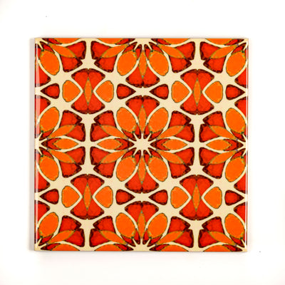 Moroccan Flower Tile - Orange Apricot Version