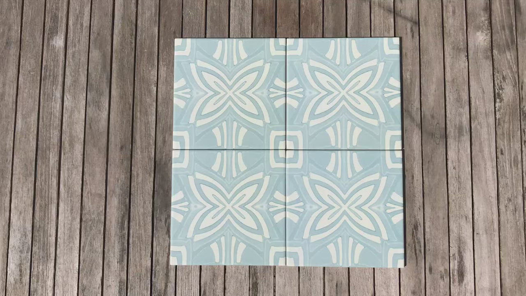 Aqua Star Tile -  FIRED INK Version