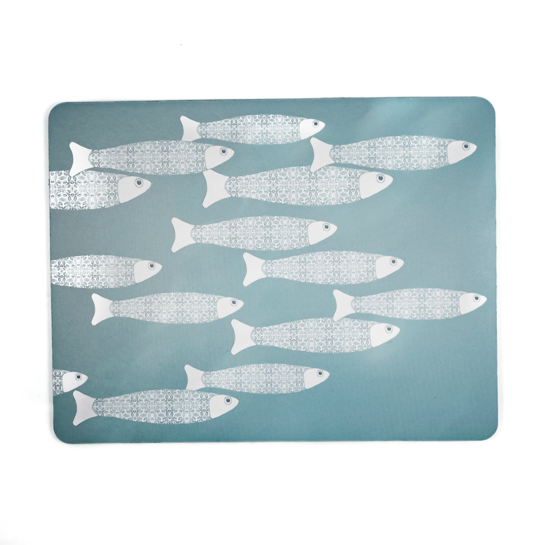 Grey Ocean Shoal Pet Food Mat