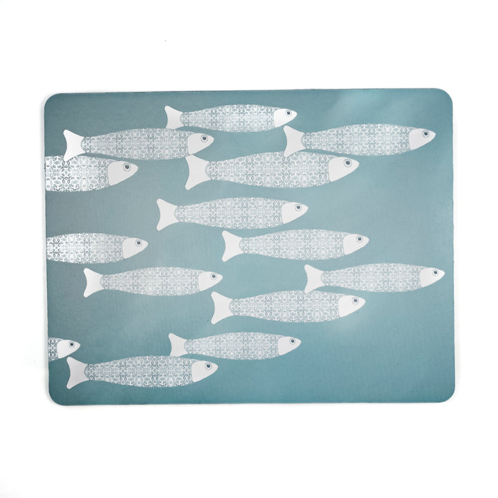 Grey Ocean Shoal Pet Food Mat