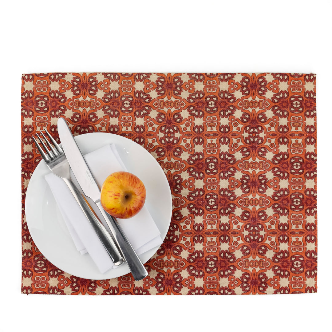 Orange Ochre Cream Linen-feel Placemats