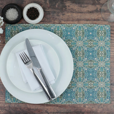 Art Deco blue green Fabric Placemat