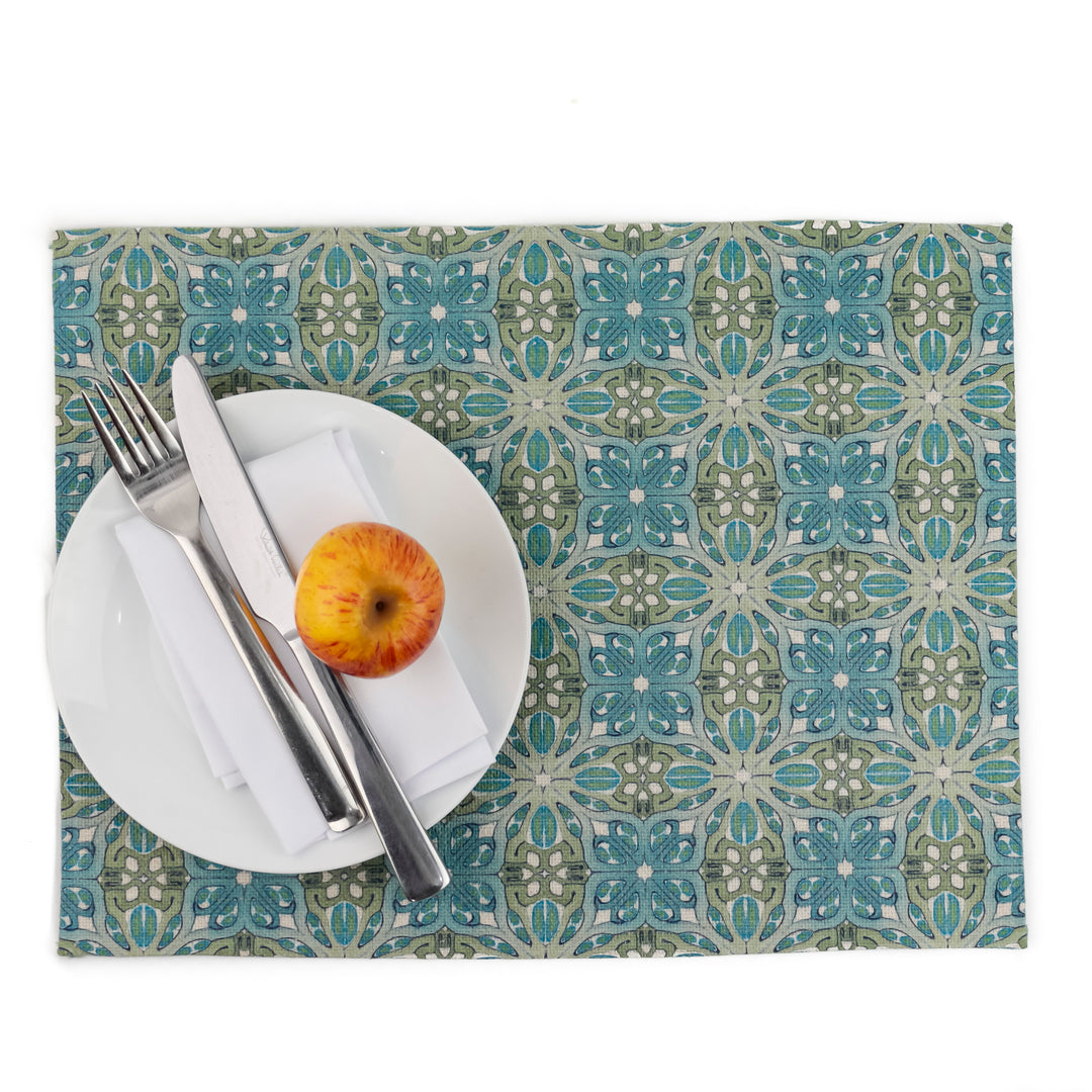 Art Deco blue green Fabric Placemat