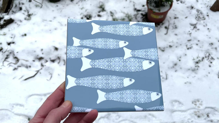 Ocean Shoal tile - blue-grey colourway