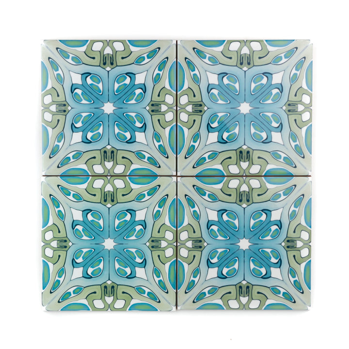 "Suzanne" muted green blue art deco tile