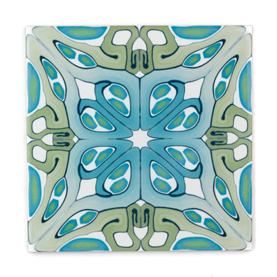 "Suzanne" muted green blue art deco tile