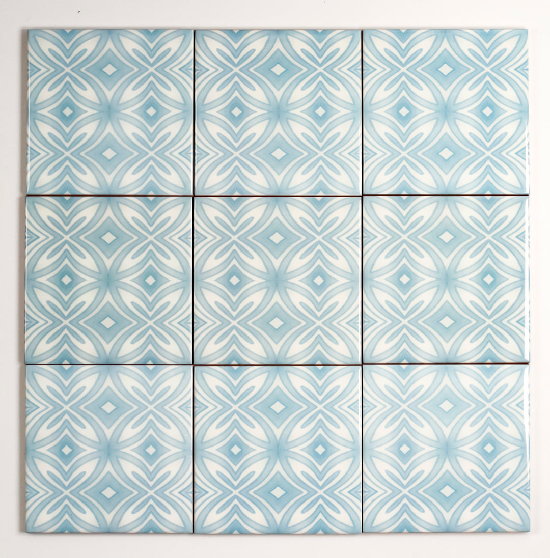 SALE : Pale Blue Star Tiles - Set of 10x 10.8cm