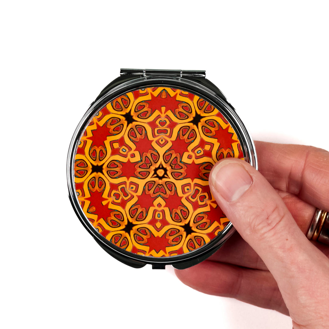 Red Medieval Compact Folding Mirror