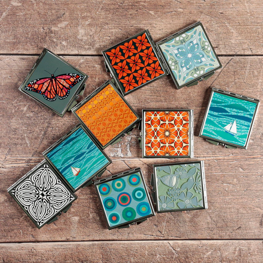 Blue Celtic Knot Compact Folding Mirror