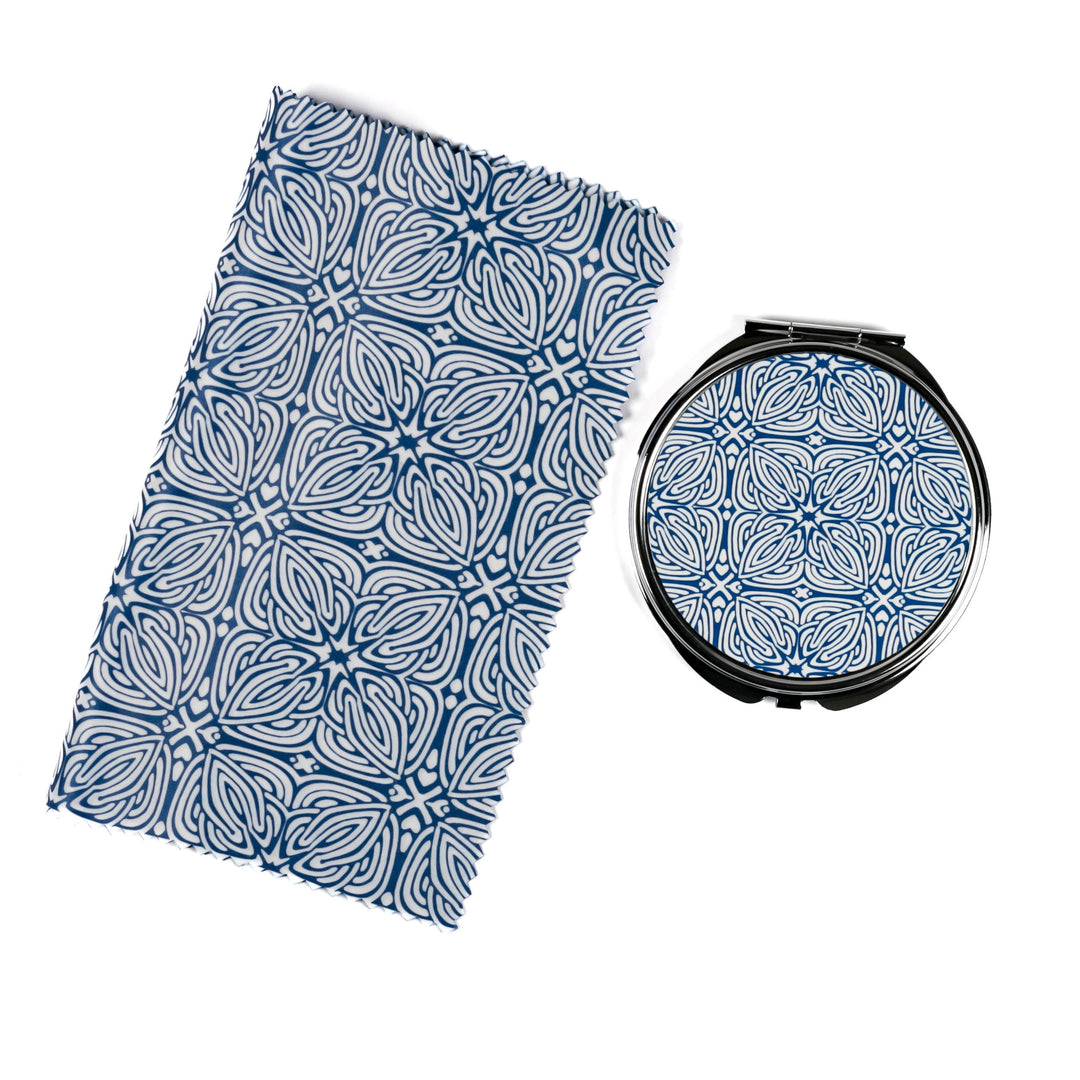 Blue Celtic Knot Compact Folding Mirror