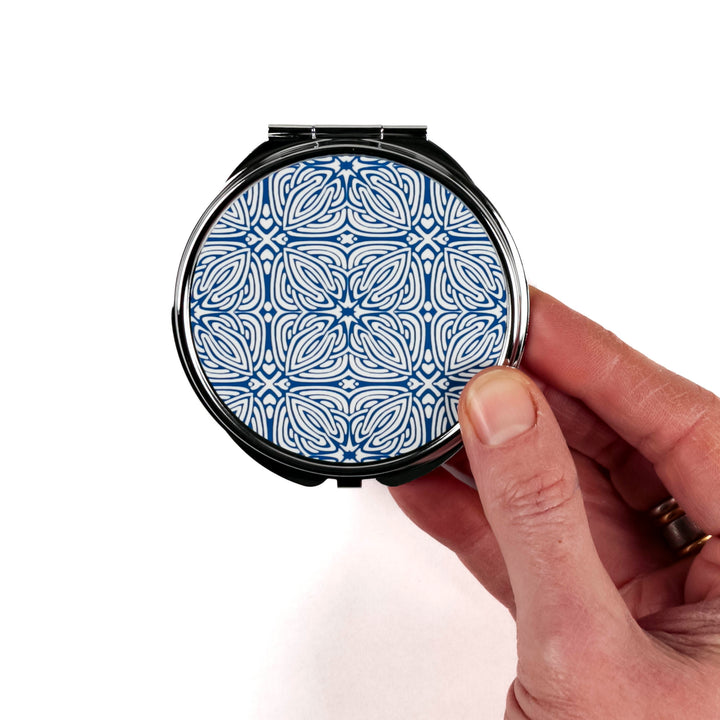 Blue Celtic Knot Compact Folding Mirror