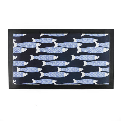 Blue-Black Ocean Shoal Pet Food Mat - DoodlePippin