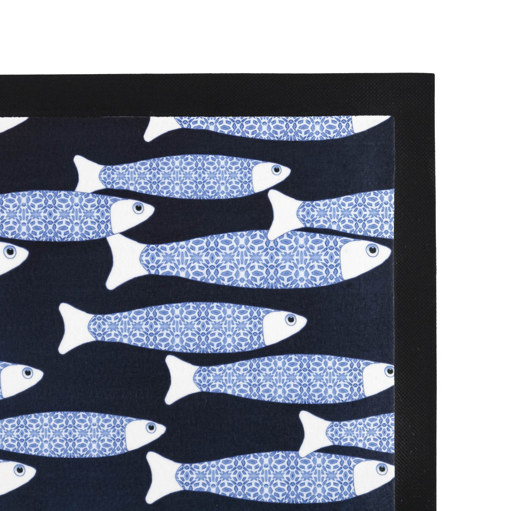 Blue-Black Ocean Shoal Pet Food Mat - DoodlePippin
